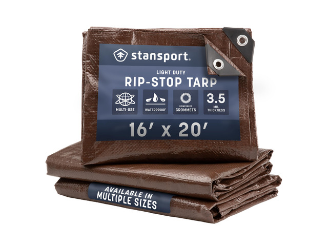 Light-Duty Rip-Stop Tarp 16' x 20' - Brown (U-1620)