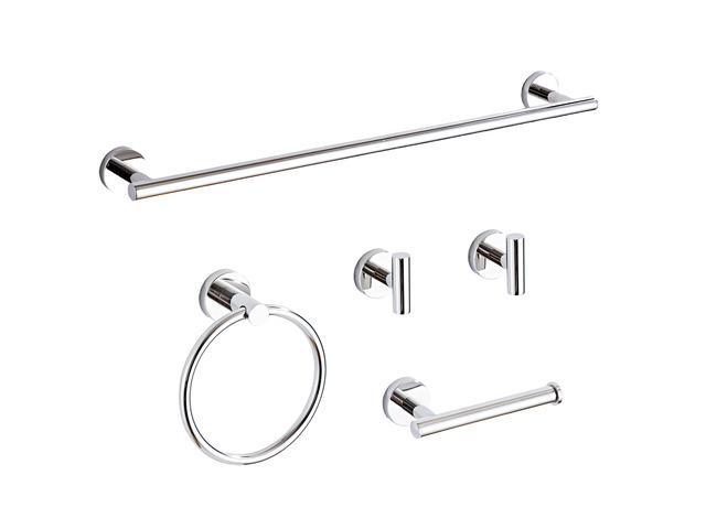 Chrome Bathroom Hardware Set 5 Piece with Towel Racks for Bathroom, SUS304 Stainless Steel Bath Towel Bar Set, 24 Inch Wall Mounted Accessories Kit