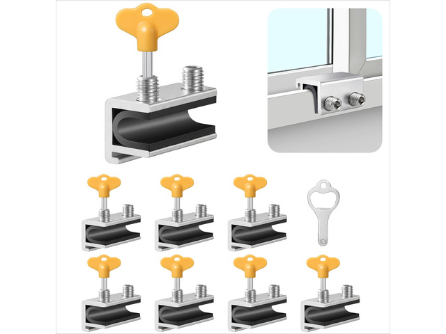 Sliding Window Locks 8 SetsAdjustable Aluminum Stopper for Window Security Window Stopper, Drill-Free Easy Install, Solid Long-Lasting Build for...