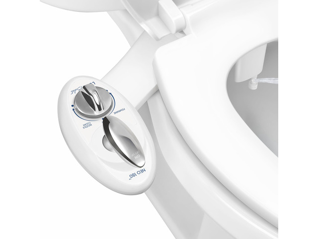 NEO 180 - Non-Electric Bidet Attachment for Toilet Seat, White Dual Nozzle, Self-Cleaning, Adjustable Water Pressure, Rear & Feminine Wash, with...