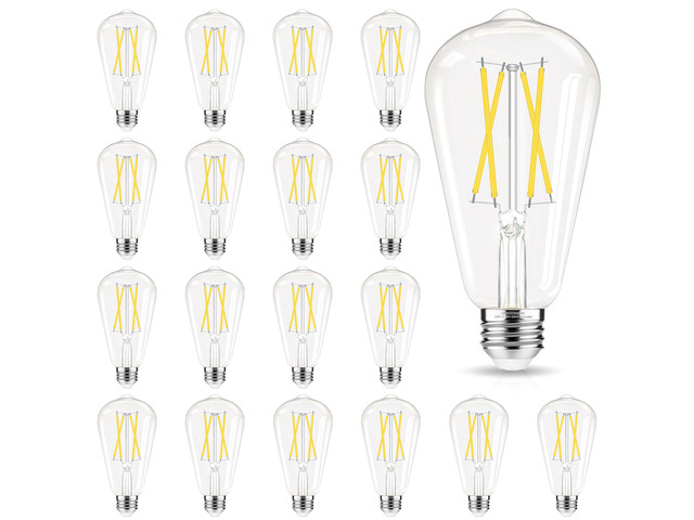 LED Edison Bulbs 60 watt Equivalent Dimmable, E26 Bulb Cool White 4000K ST58 Vintage Light Bulbs, 90+ CRI, 6W 600LM, E26 Medium Base, Clear Glass,...