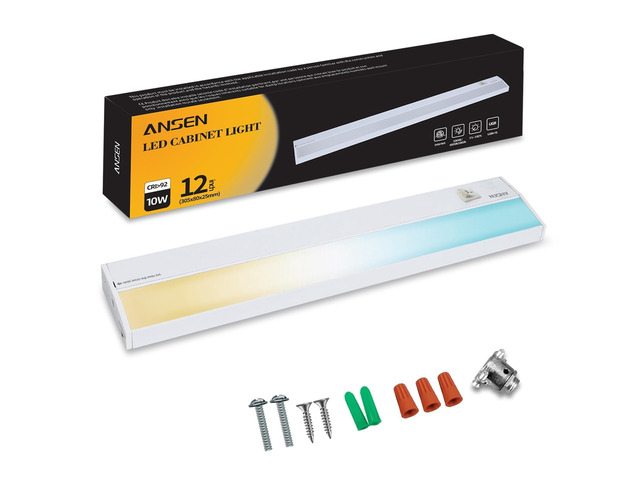 Hardwired Under Cabinet Lighting, 12in 10W LED Light for Kitchen/Closet, 666.7lm, CRI>92, R9>90, Dimmable, 5 Color Temperature, 2700K-5000K(Warm...