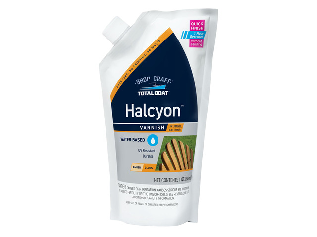 Halcyon Water-Based Marine Varnish for Wood - Amber Gloss Quart Marine-Grade Polyurethane Wood Finish; Easy to Apply; 1-Hour Recoat; Ideal for...