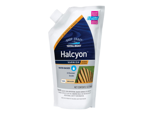 Halcyon Water-Based Marine Varnish for Wood - Clear Semi-Gloss Qt Marine-Grade Polyurethane Wood Finish; Easy to Apply; 1-Hour Recoat; Ideal for...