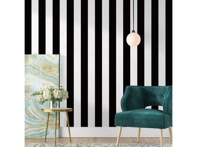 Black and White Striped Wallpaper Peel and Stick Wallpaper Vinyl 17.7x236.2 Striped Contact Paper Stripe Wallpaper Waterproof Removable Self...