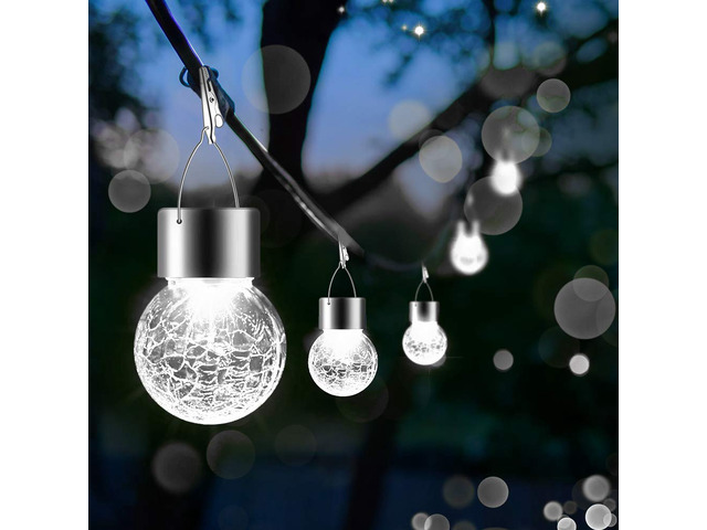 Solar Lights Outdoor Hanging Decorative Globe 24 Pack, Waterproof Solar Lantern with Handle and Clip, Solar Powered Glass Ball Lights for Garden...