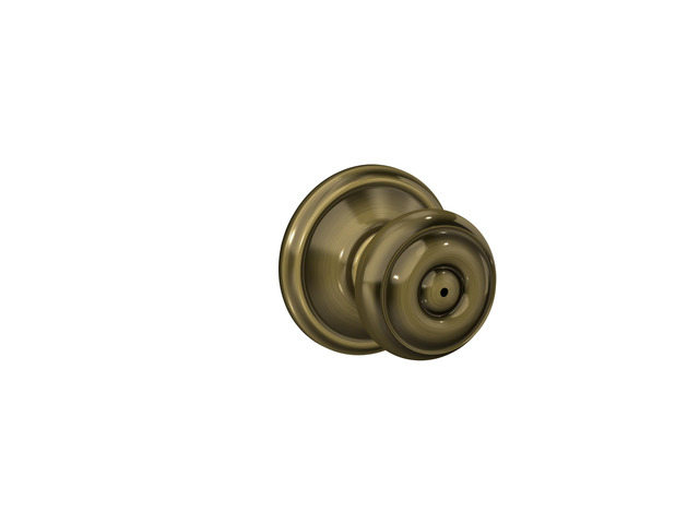 F40 GEO 609 Georgian Door Knob, Bed & Bath Privacy Lock, Antique Brass