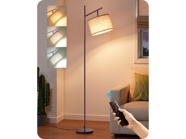 64.7IN Brown Floor Lamp for Living Room with Remote, Standing Lamp Foot Pedal Switch, 5CCT, Dimmable, Bulb Included, Adjustable Head, Sturdy Base,...