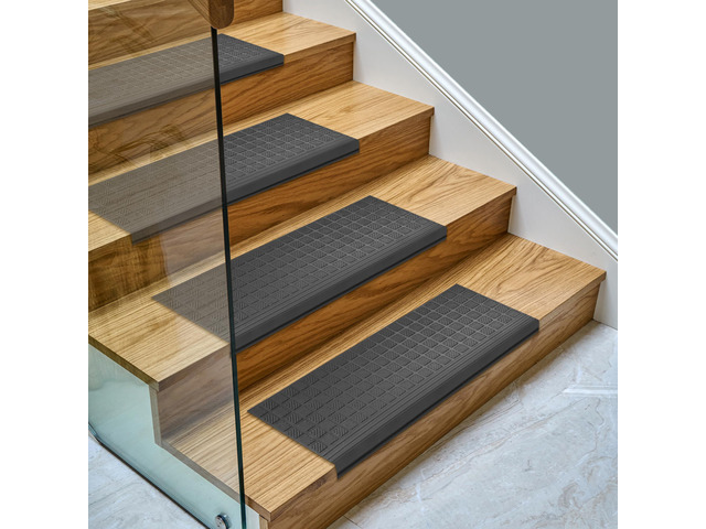 Bullnose Stair Treads Outdoor Grid Heavy-Duty Non-Slip Stair Mats Best Grip on Concrete, Brick & Textured Step Fastening Required for Wooden &...