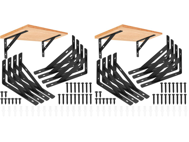 Heavy Duty Shelf Brackets - 8 Pcs L Shaped Metal Wall Mount Shelves Support for Floating Shelves (3.7 x 6 inch) (Pack of 2)