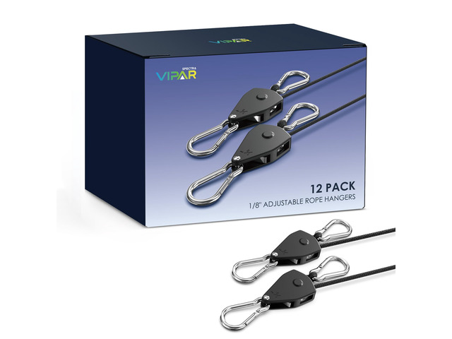 Retractable Heavy Duty Ratchet Tie Down Straps 1/8' 12 Pack, 8ft Tie-Down 75lbs/Pack Rope Pulley System with Carabiner Hook Rope Adjuster for...