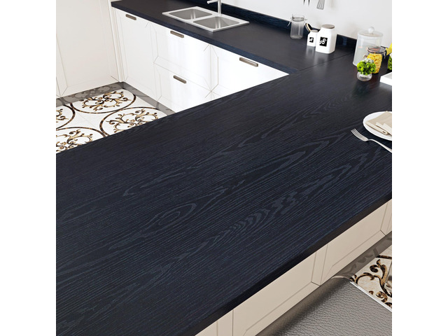Large Dark Wood Contact Paper Peel and Stick Counttertops Waterproof Navy Blue Wood Wallpaper Self Adhesive Wooden Grain Vinyl Countertop Wrap for...