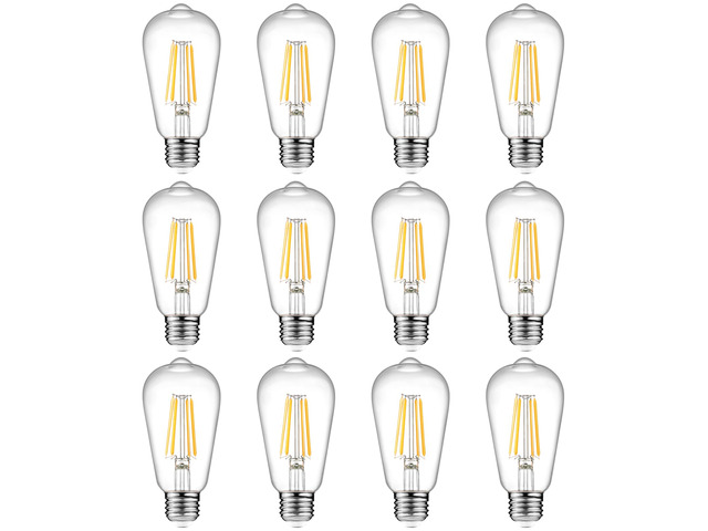 12-Pack Vintage LED Edison Light Bulb 60W Equivalent, Decorative Antique Filament Light Bulbs with 80+ CRI, Warm White 2700K, 700 Lumens, E26 Base,...
