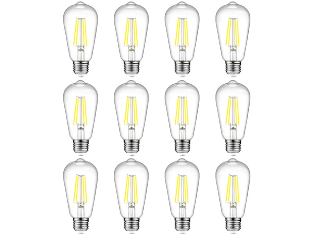 Vintage LED Edison Bulbs, 6W, Equivalent 60W, Non-Dimmable, Daylight 5000K, 700Lumens, ST58 Antique LED Filament Bulbs with 80+ CRI, E26 Medium...