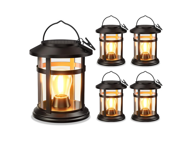 Solar Lantern Outdoor Waterproof, 4 Pack Bright Hanging Solar Lights for Outside Decorative, Upgraded Solar Powered Lanterns LED Lighting for...