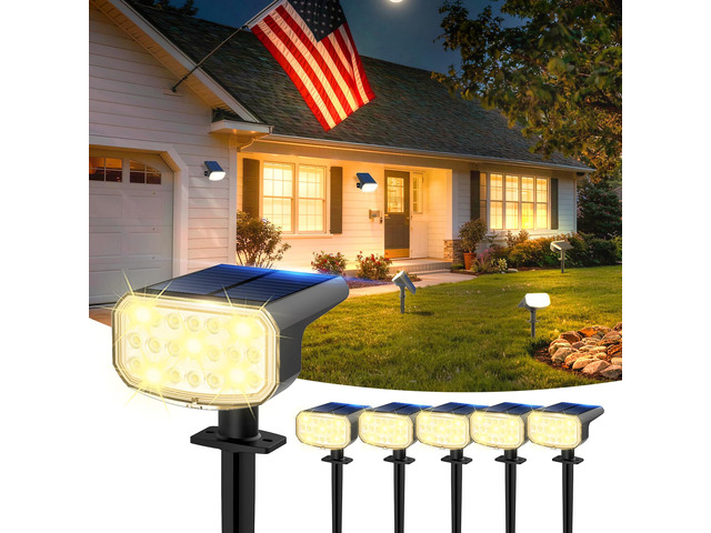 Solar Spotlights Outdoor Waterproof with Focus Beam, 6 Pack Solar Spot Lights, 2 Lighting Modes, Solar Lights for Yard Garden Lawn Landscape...