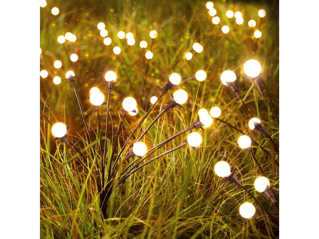 8 Pack Solar Garden Lights, 96 LED Firefly Lights, 2 Lighting Modes, Wind Sway IP65 Waterproof Outdoor Lights for Garden Yard Pathway Decor, Warm...