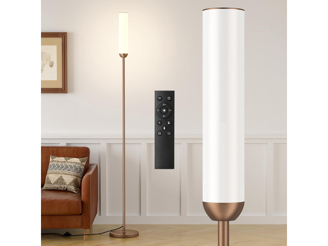 LED Floor Lamp with Remote Control, Foot Switch, Brown Stepless Adjustable 3000K-6500K Colors,30-100% Brightness,Memory functions,14.5W light...