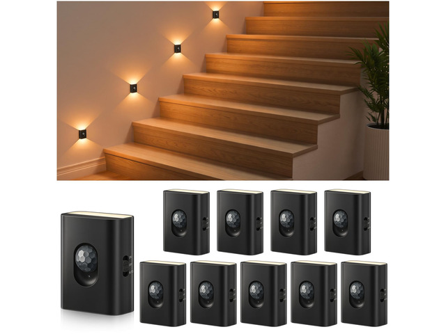 Rechargeable Motion Sensor Light Indoor, LED Night Lights 10 Pack Mini Wireless Magnetic Night Light with 3-in-1 Charging Cable for Stairway,...