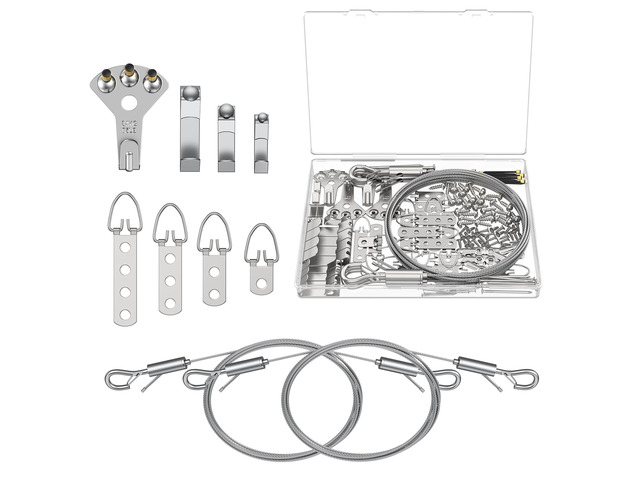 150 Pcs Picture Hanging Kit, 6.6 ft x 1/16' Picture Hanging Wire, Picture Wire Hanging Kit with D Rings, Hooks, Nails & Screws, Picture Hangers for...