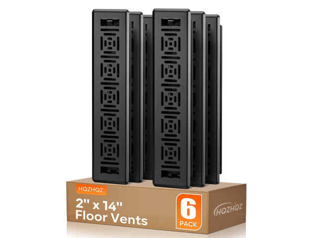 Floor Register 2x14, Heavy Duty Walkable Steel Floor Vents Easy Adjust Air Flow Direction Floor Registers, Boston Design, Black Air Floor Vent...