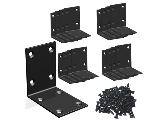 Black Stainless Steel Corner Bracket L Brackets Metal Corner Brace 16Pcs, 2.8x2.8x2(inch), Heavy Duty Metal Anger Bracket for Wood Corner/Shelf...