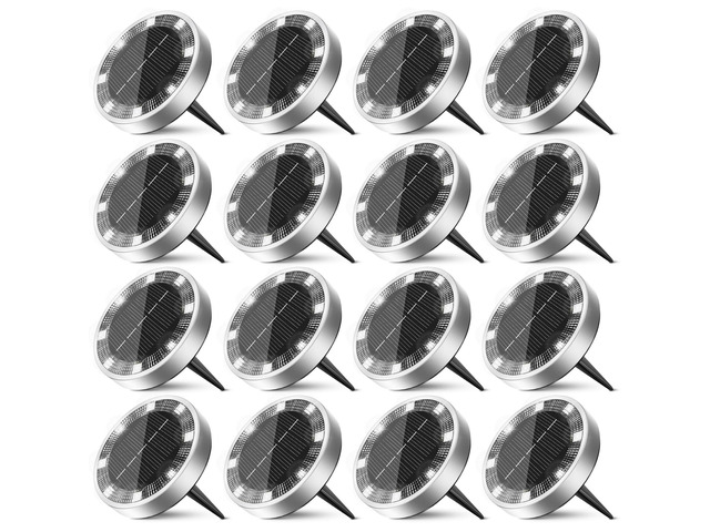 16 Pack Solar Lights Outdoor Waterproof, 8 LED Solar Ground Lights Flat Solar Disc Light Landscape Lighting for Pathway Garden Yard Walkway...