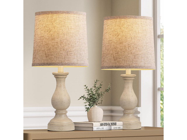 Farmhouse Table Lamps Set of 2 - Rustic Lamp for Bedroom Living Room, 22' Boho Bedside Lamps for Night Stands End Table Office Desk Lamp Nightstand...