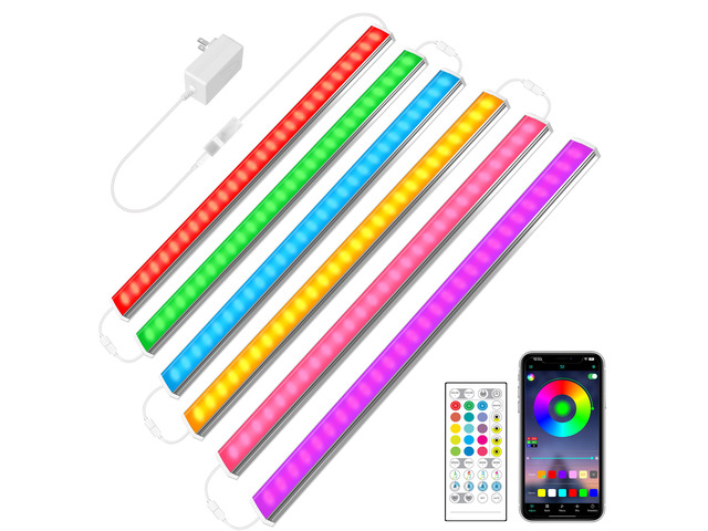 6 PCS 12-inch Plug-in Under Cabinet Lights, Ultra-Thin Multicolor Dimmable Lighting for Kitchen Cabinets, Counters, Workbenches, Desks and Shelves