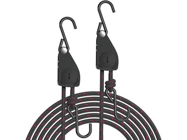 1/4' 12FT Kayak Tie Down Straps Ratchet, Heavy Duty Kayak Straps 2-Pack Ratchet Pulley Rope Hanger Kayak Accessories for Secure Canoe to Roof...