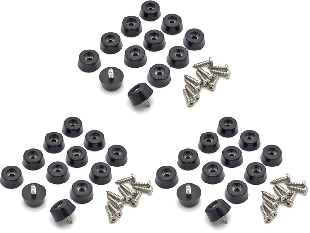 Rubber Feet for Cutting Board with Stainless Screws, 12 Pieces Non Slip Rubber Bumper Feet for Electronics 13/16' W x 3/8' H (Pack of 3)