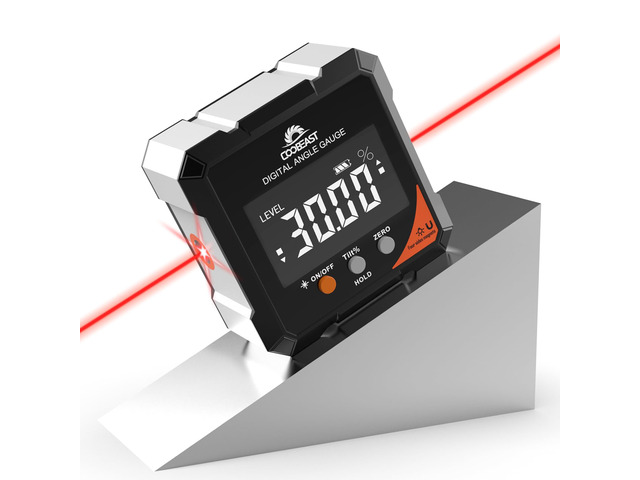 Digital Angle Finder with Laser 4-side Magnetic Angle Gauge Rechargeable Magnetic Laser Level Measuring Tool with Electronic Laser Inclinometer...