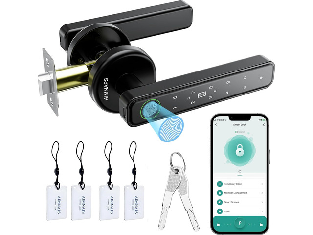 Fingerprint Door Lock, Door Locks for Bedroom, Keyless Entry Door Knob with Handle,Generate Passcode App Remotely-Smart Door Lock for Apartment,...
