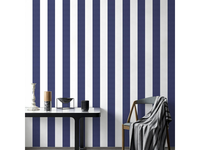 Blue Striped Wallpaper Peel and Stick Wallpaper 17.7x196.8 Blue and White Contact Paper Stripe Wall Paper Waterproof Removable Self Adhesive...