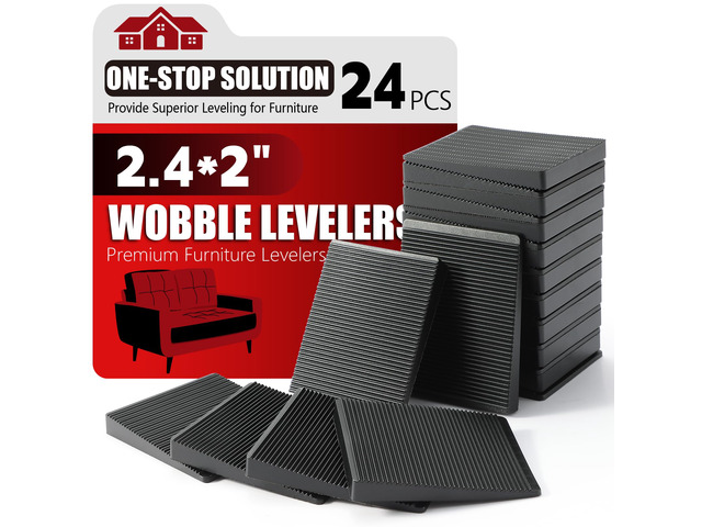 Furniture Leveler 24pcs Kit Size Variety Multi-Purpose Rubber Shim for Leveling Feet Stable Anti-Wobble Pad for Uneven Table, Dresser Leg,...