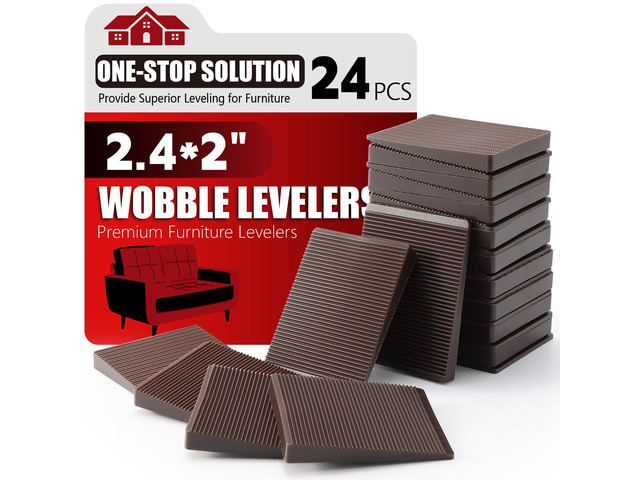Furniture Leveler 24pcs Kit Size Variety Multi-Purpose Rubber Shim for Leveling Feet Stable Anti-Wobble Pad for Uneven Table, Dresser Leg,...