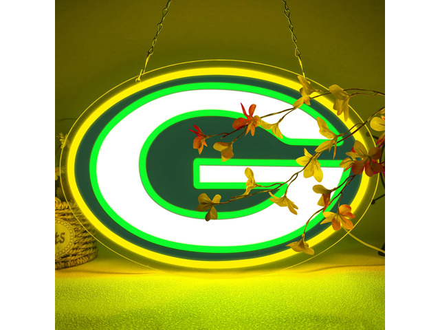 Packers Football Neon Signs Led Sign for Wall Decor Rugby Team Light Up Sign Suitable for Man Cave Office Bar Pub Wall Art Gifts for Teen Boys
