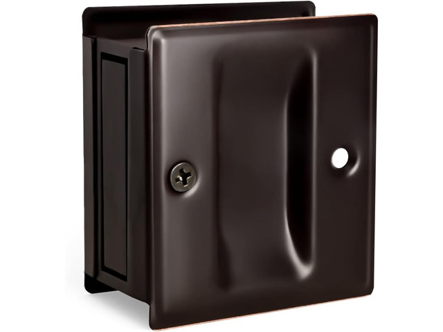 4 Pack Privacy Pocket Door Pull - No Switch Plate, Replace Old/Damaged Pull, 2-3/4x2-1/2, for 1-3/8 Thickness Door, Oil Rubbed Bronze