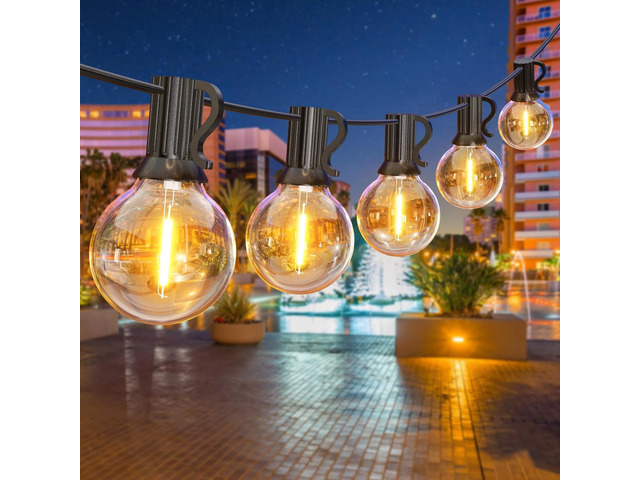 Outdoor String Lights, 50FT G40 Bulbs Shatterproof Patio Lights, Waterproof Dimmable Hanging Outdoor Lights, Connectable LED Outside Lights for...