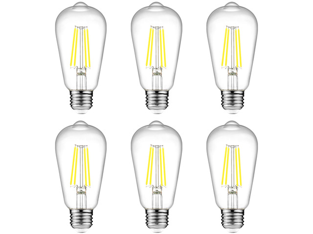 Vintage LED Edison Bulbs, 6W, Equivalent 60W, Non-Dimmable, Daylight 5000K, 700Lumens, ST58 Antique LED Filament Bulbs with 80+ CRI, E26 Medium...