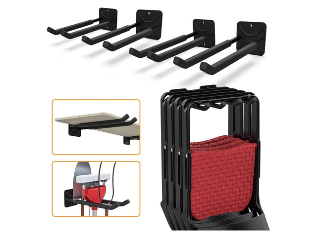 4-Pack Garage Storage System Hooks, Wall Mount Tool Organizer Heavy Duty, Chair Hanger Garage Storage Utility Hooks for Car Tires, Ladders, Chairs,...