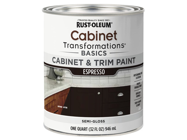 Cabinet Transformations & Trim Paint, Espresso, Quart Cabinet paint, Smooth durable finish, Easy-clean coating, Quick dry formula, For cabinets and...