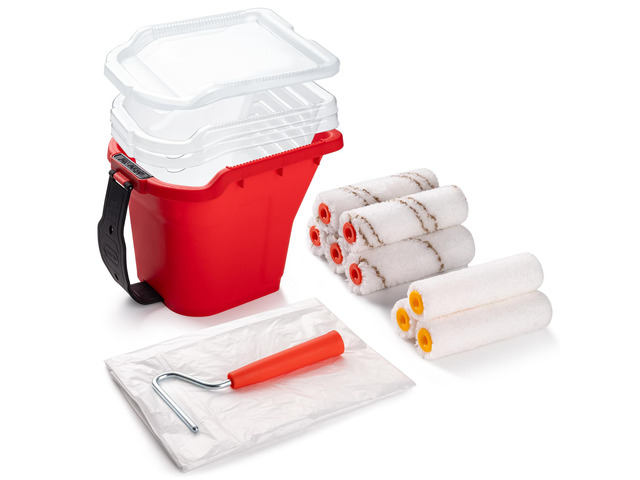 Paint Roller 4 Inch, 14 Pack Small Paint Brush and Roller Kit 0.5 QT Paint Bucket Liner with Lid, Household Mini Rollers for Painting & DIY