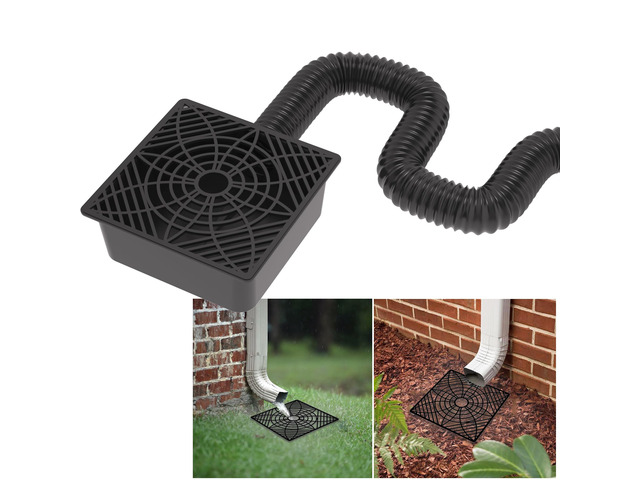 Gutter Downspout Extensions,Catch Basin Low Profile Downspout Extender No Deep Dig Catch Basin, Flexible Pipe Extension to 5.1ft, Protect House...