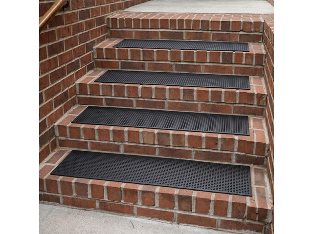 Outdoor Rubber Stair Treads Dots Heavy-Duty Non-Slip Stair Mats Best Grip on Concrete, Brick & Textured Step Fastening Recommended for Wooden &...