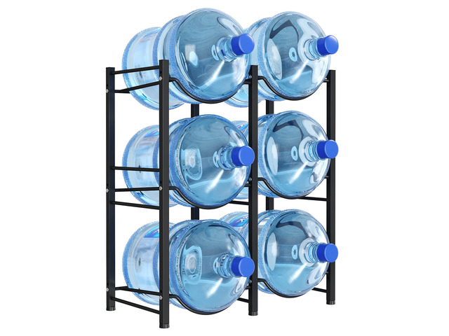 5 Gallon Water Jug Holder, 3 Tier Heavy Duty Water Dispenser Stand 6 Slots Water Bottle Storage Rack for Gallon Jugs, 126 lb Capacity Detachable...