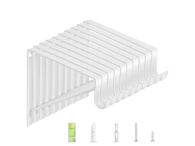 10-Pack Closet Rod Bracket, 10.8x10.8Inch Closet Shelf Brackets Heavy Duty Wall Mounted, Matte White Steel Closet Rod Support Brackets Holder, 300...