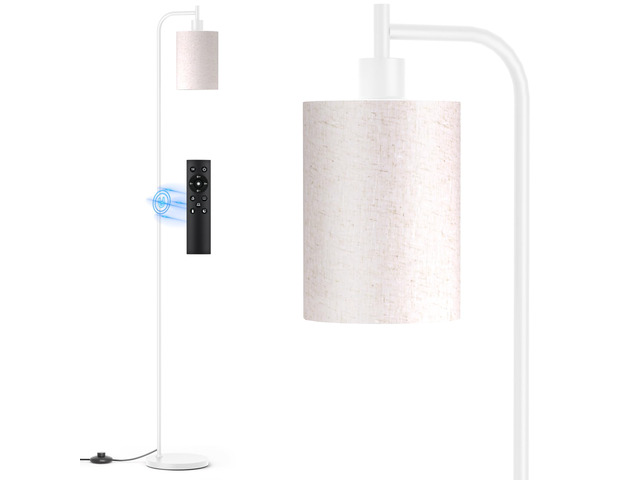 Floor Lamp with Linen Shade, Dimmable Tall Standing Lamp with Remote Control & 3 Color Temperatures, Modern Floor Lamps for Living Room Bedroom...