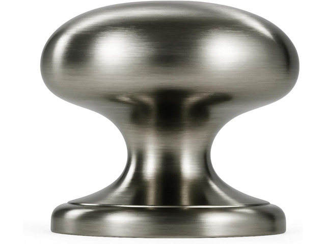 8-Pack Brushed Satin Nickel 1.5' Bifold Closet Cabinet Knob Pull Large Wide Base Zinc Round Kitchen Cabinet Wardrobe Dresser Dummy Doorknobs,...