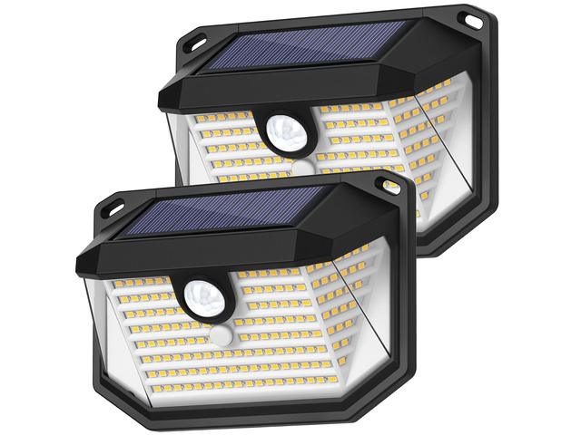 2-Pack Solar Outdoor Lights, Super Bright Solar Powered Motion Sensor Outdoor Lights, Warm White, 178s LED Outside Security Wall Lights for House,...
